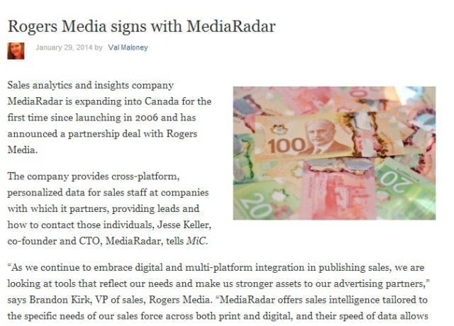 Rogers Media Signs with MediaRadar