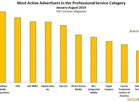 most active advertisers in the professional service category