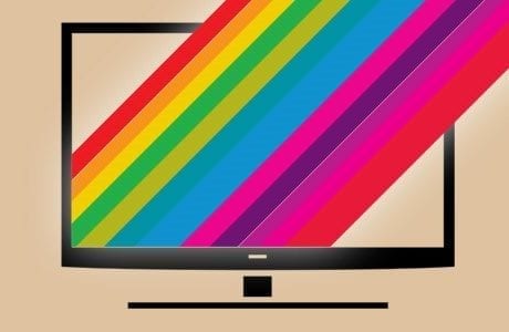 rainbow colors coming out of tv