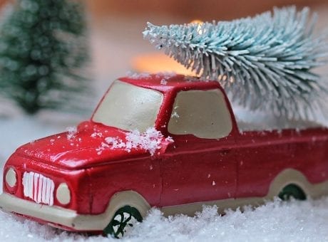 toy car with christmas tree