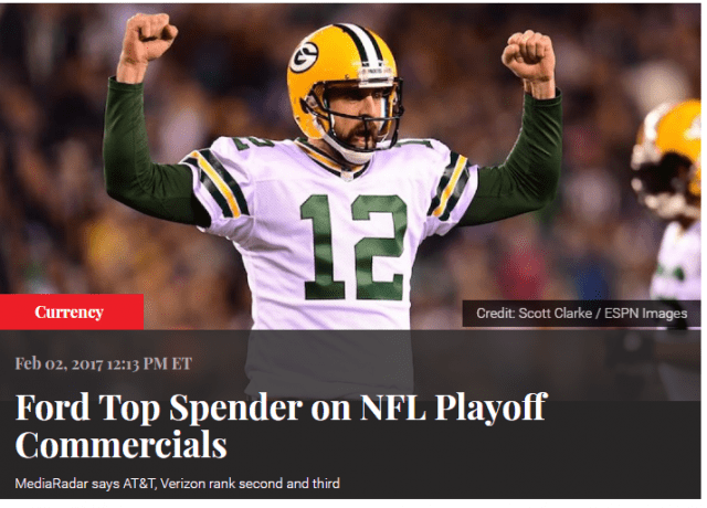 ford top spender on nfl playoff commercials