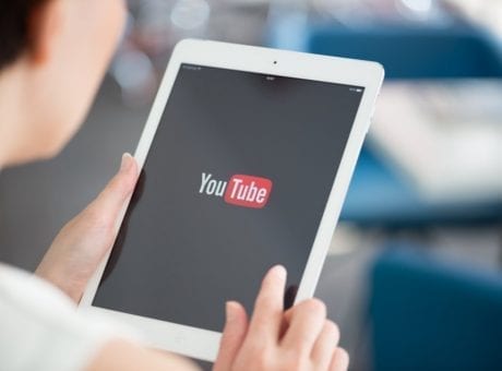 youtube logo on tablet