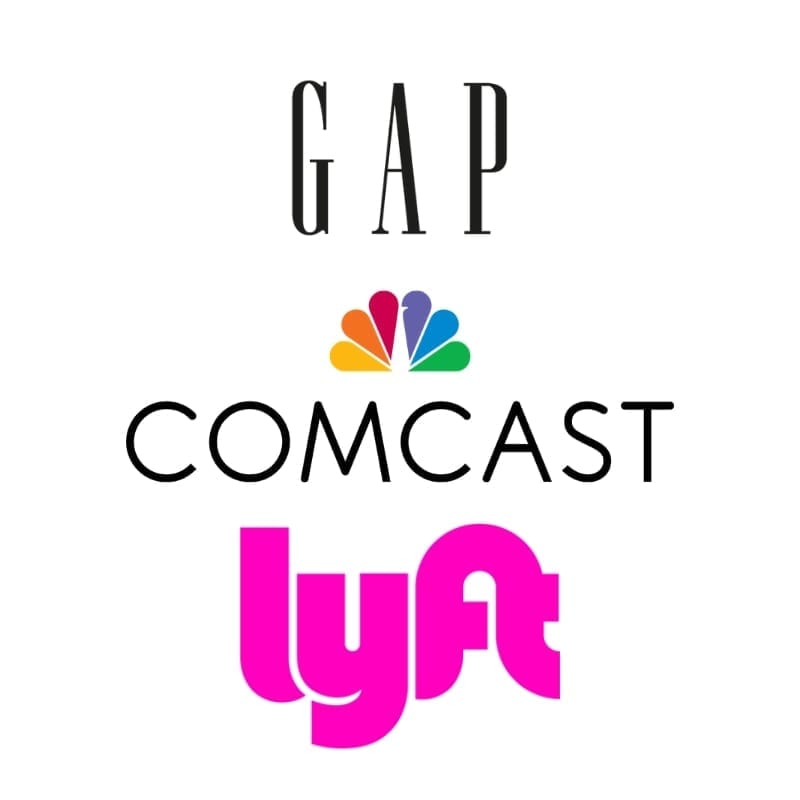 gap comcast lyft logos