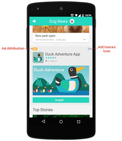 native advertising example duck adventure app