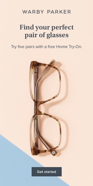 warby parker ad find your perfect pair of glasses, free home try on