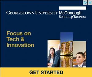Georgetown business school ad, focu on tech and innovation