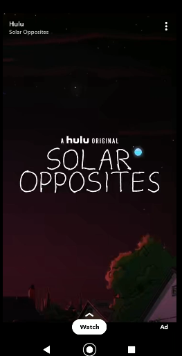 Solar Opposites Hulu Snapchat Ad